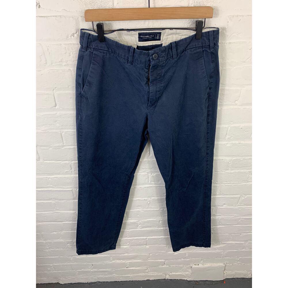 Abercrombie & Fitch Men's Straight Leg Stretch Chino Pant Navy Blue Size 33x32